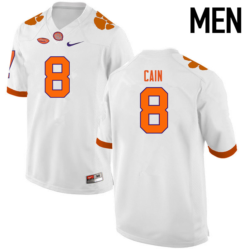 Men Clemson Tigers #8 Deon Cain College Football Jerseys-White - Click Image to Close